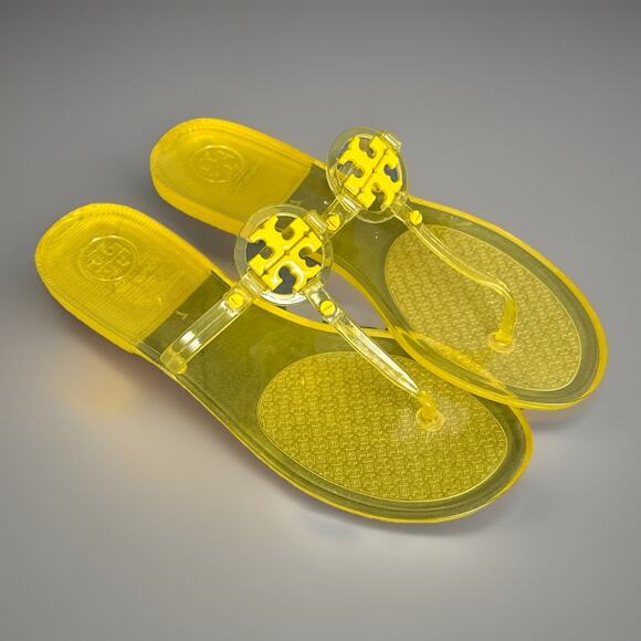 Tory Burch Mini Miller Jelly Flip Flop Thong Sandals Citrus Yellow Women's 7 - Picture 1 of 9